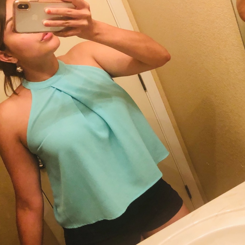 Turquoise Sleeveless Blouse